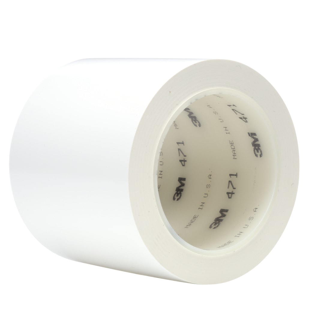3M™ Vinyl Tape 471, White, 1220 mm x 33 m, 1 roll per case, Untrimmed