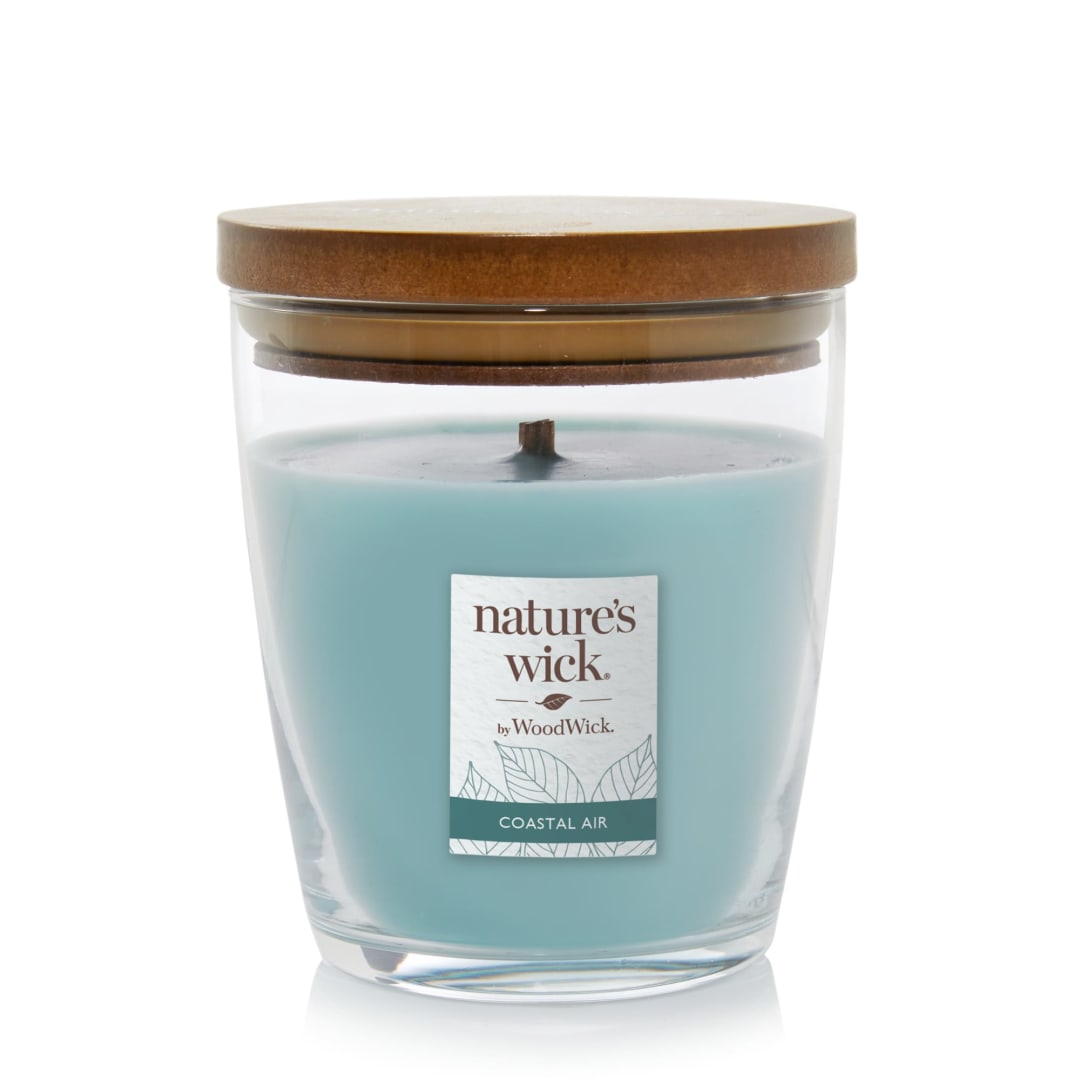 WoodWick® Nature's Wick Coastal Air Scented Candle, 10oz with Wooden Lid, Crackles at it Burns, Fall
