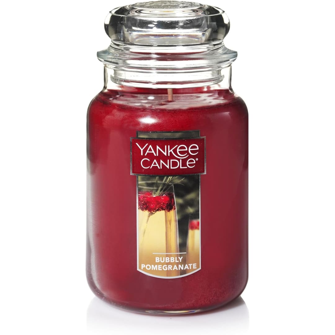 Yankee Candle Bubbly Pomegranate Scented, Classic 22oz Large Jar Single Wick Candle, Over 110 Hours of Burn Time