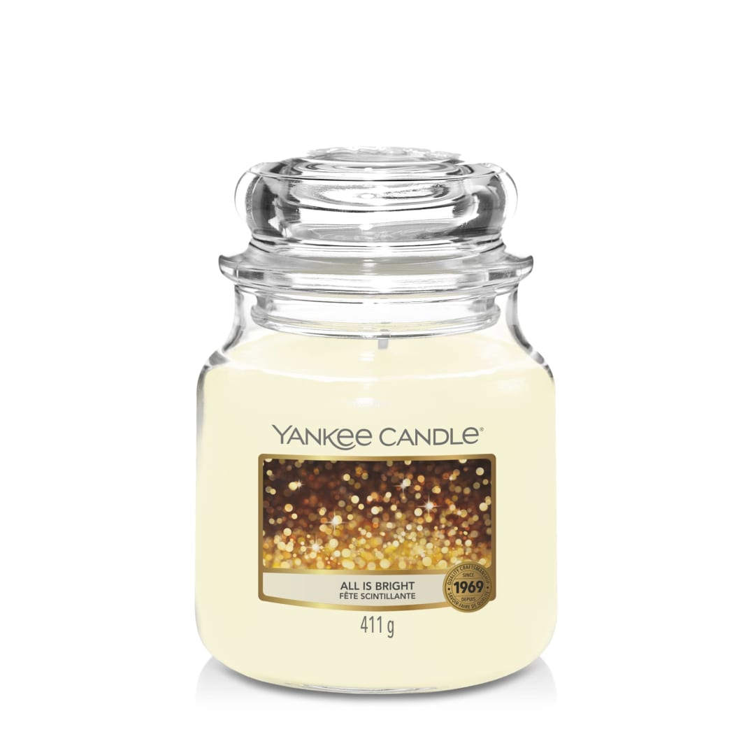 Yankee Candle® Scented Candle | All is Bright Medium Jar Candle| Burn Time: up to 75 Hours