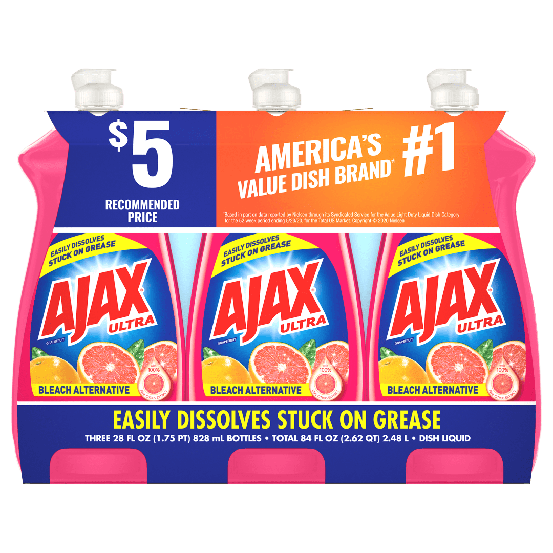 Ajax Ultra Bleach Alternative Liquid Dish Soap, Grapefruit - 28 Fluid Ounce (Triple Pack)