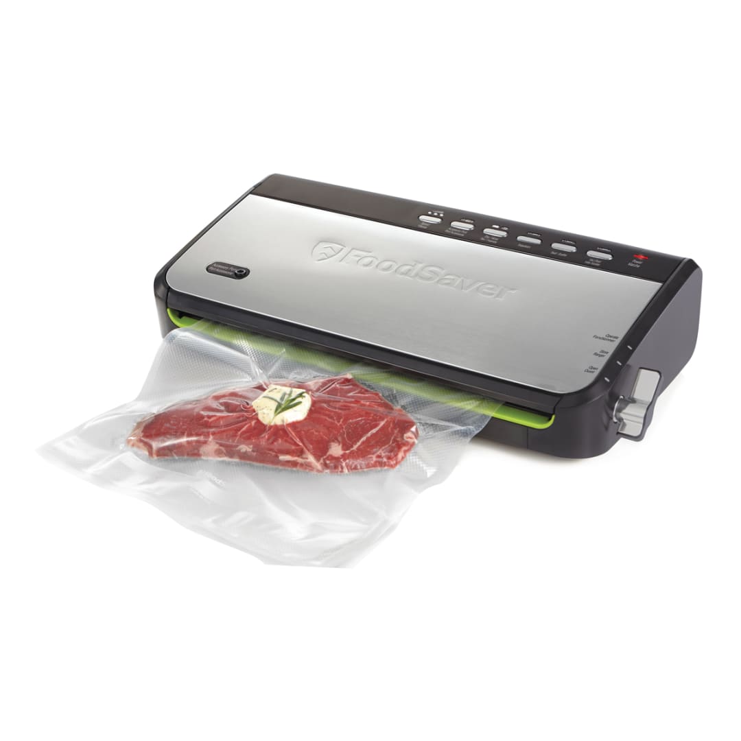 FoodSaver Vacuum Sealer with Roll Storage and Fresh Handheld Adapter, Manual, Black & Stainless Steel