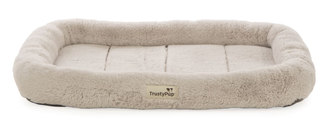 TrustyPup Quilted Crate Bolstered Mat Dog Bed, Ideal for Crates - Beige, Small