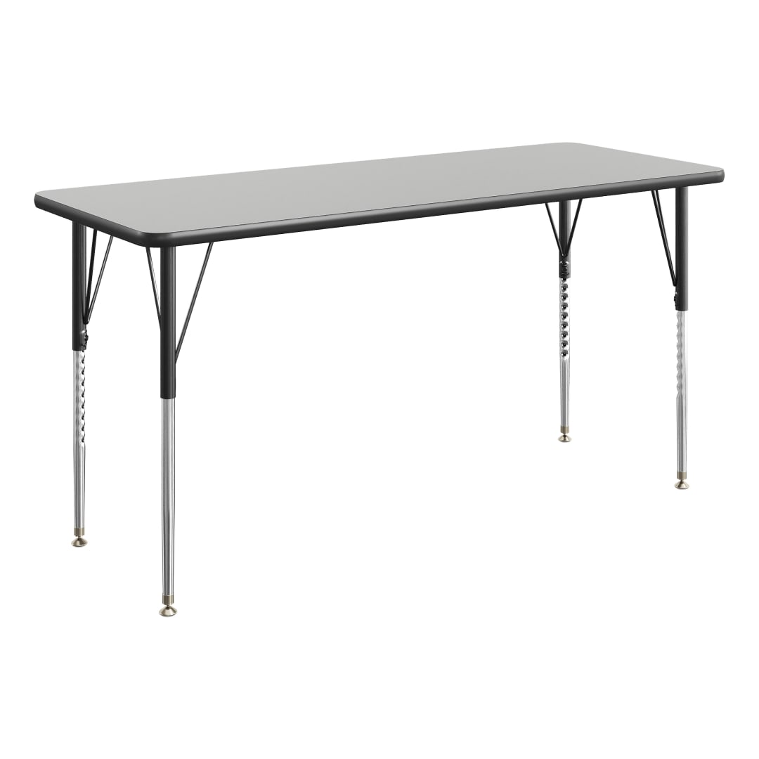 Wren 60" x 24" Adjustable Height Activity Table, Thermal Laminate Top, Standard Legs, Gray
