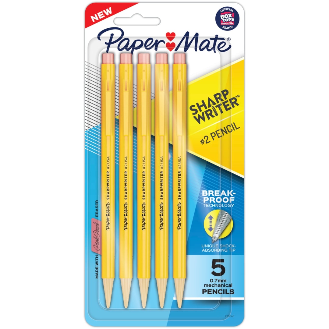 Paper Mate® SharpWriter Mechanical Pencils, 0.7 mm HB #2 Lead, 5 Count