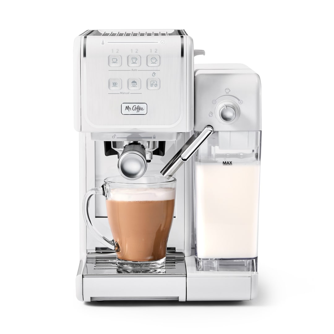 Mr. Coffee® One-Touch CoffeeHouse+ Espresso, Cappuccino, and Latte Maker, White