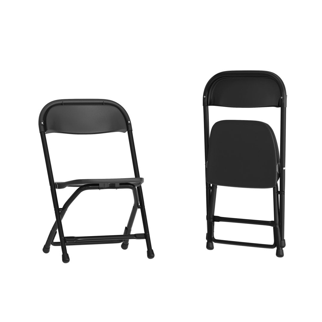 Timmy 2 Pack Kids Black Plastic Folding Chairs with 11" Seat Height, Ages 2-4