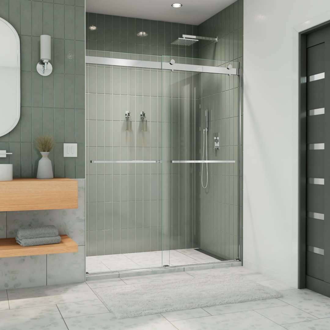 DreamLine Essence 56 - 60 inch W x 76 inch H Frameless Bypass Shower Door in Chrome