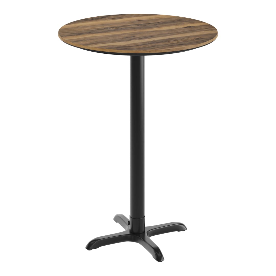 TopGuard 31.25" Round Tabletop with Seamless Surface Technology in Natural with 22" x 22" Black Bar Height X-Base