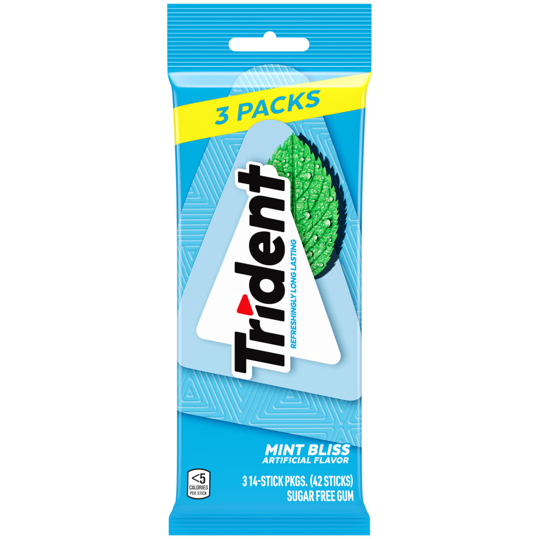 Trident Sugar Free Chewing Gum Mint Bliss 14 pc MUP 3pk