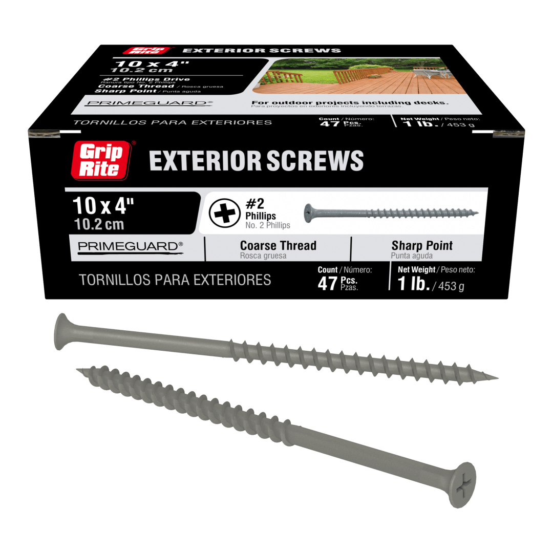 Grip-Rite 4" Pg Ten Exterior Screw 1Lb Hand Drive Exterior Construction Screws
