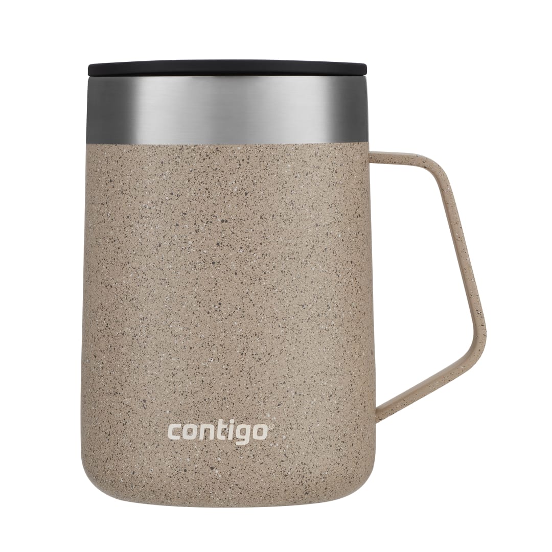Contigo® Stainless Steel Vacuum-Insulated Mug with Handle and Splash-Proof Lid, 14oz., Brown Sugar Speckle
