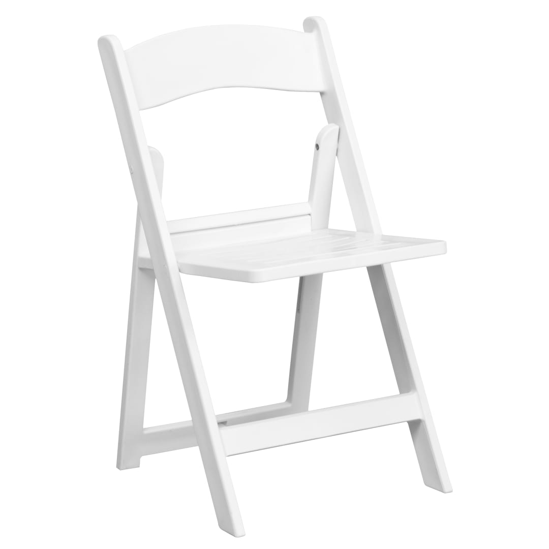 HERCULES Series 800 lb. Capacity White Resin Folding Chair with Slatted Seat