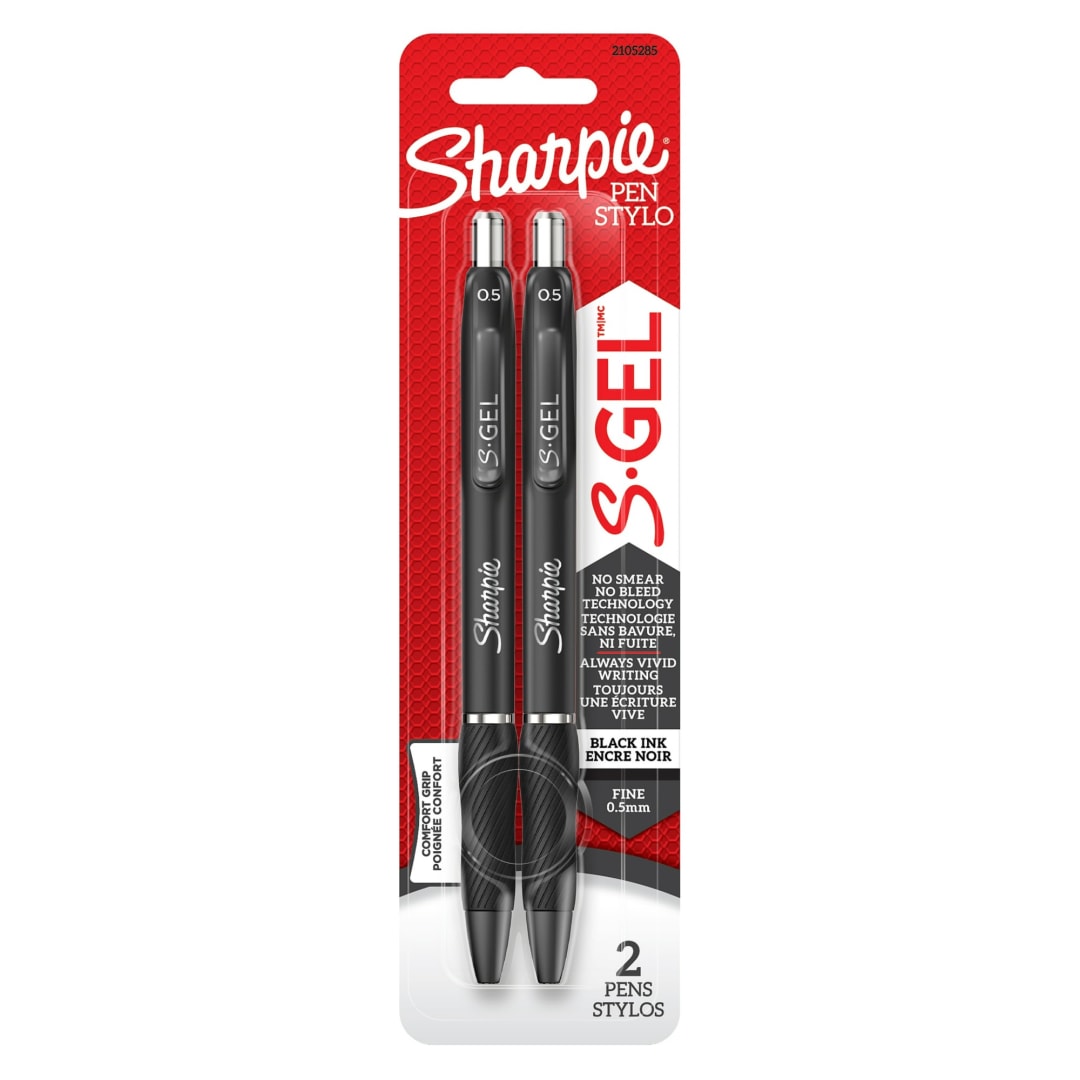 SHARPIE GEL 0.5MM 2CT BLACK CNDA REPACK