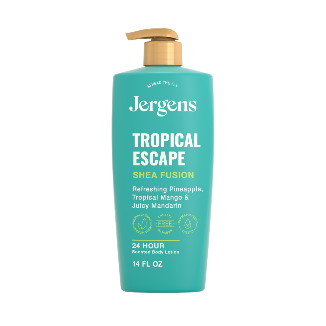 Jergens Shea Fusion Tropical Escape Body Lotion, Shea Butter, 14 fl oz
