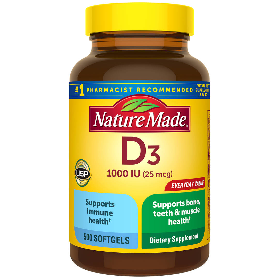 Nature Made Vitamin D3 1000 IU (25 mcg) Softgels, 500 Count
