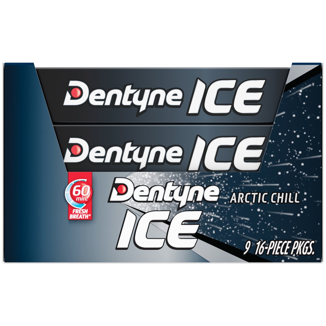 Dentyne Ice Sugar Free Chewing Gum Arctic Chill 16 pc Singles - 9 Pack