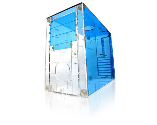 6 Bay Clear / Blue Acrylic Mid Tower ATX Case