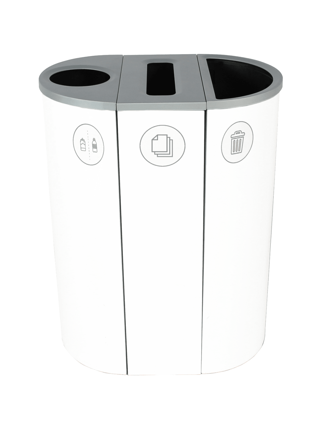 SPECTRUM - Triple - Kit - Cans & Bottles-Paper-Waste - Circle-Slot-Full - White