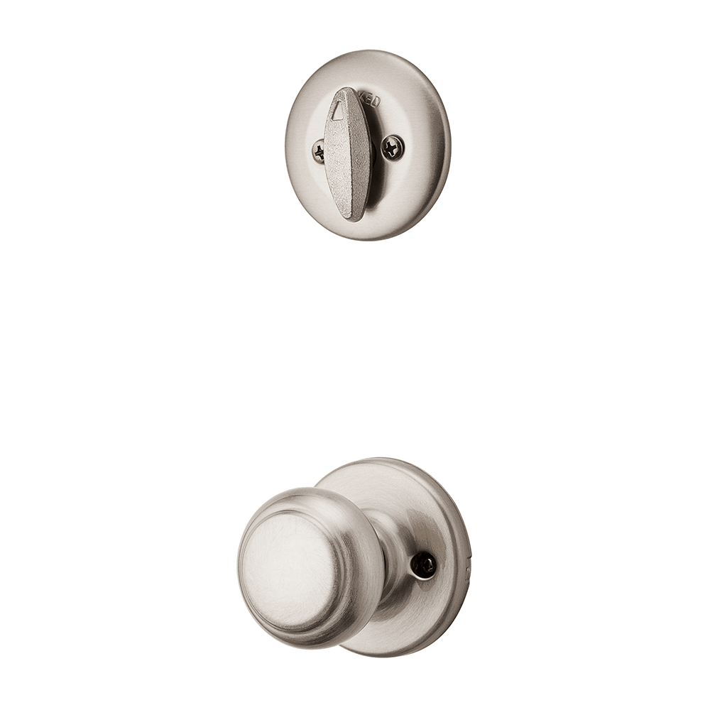 604 Single Cylinder Interior Pack w/Cove Knob for Kwikset Series Handlesets in Satin Nickel