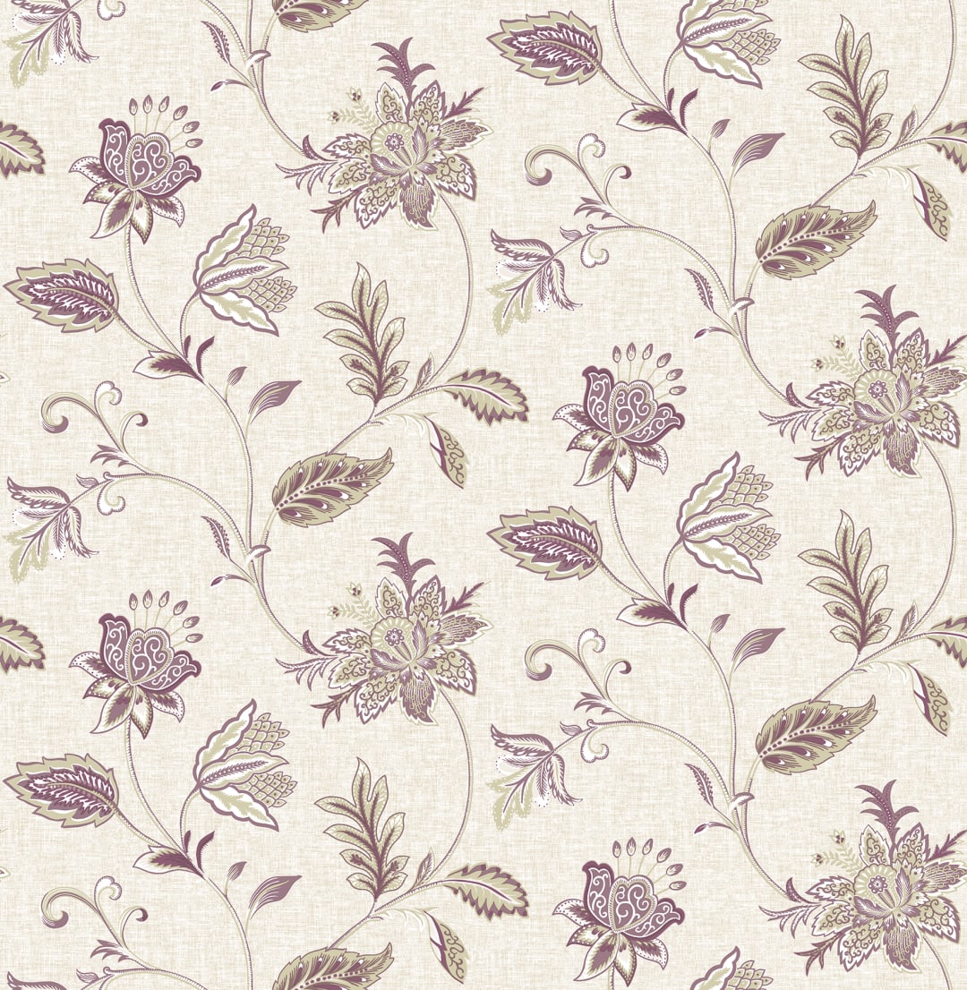 Georgette Burgundy Jacobean Wallpaper