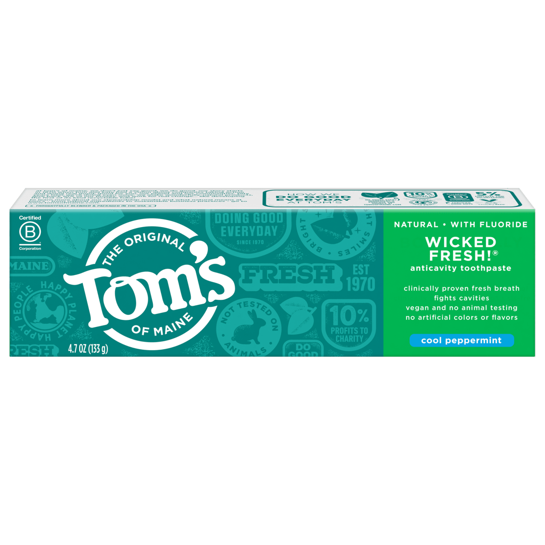 Tom's of Maine Wicked Fresh! Natural Toothpaste With Fluoride, Cool Peppermint, 4.7 oz.