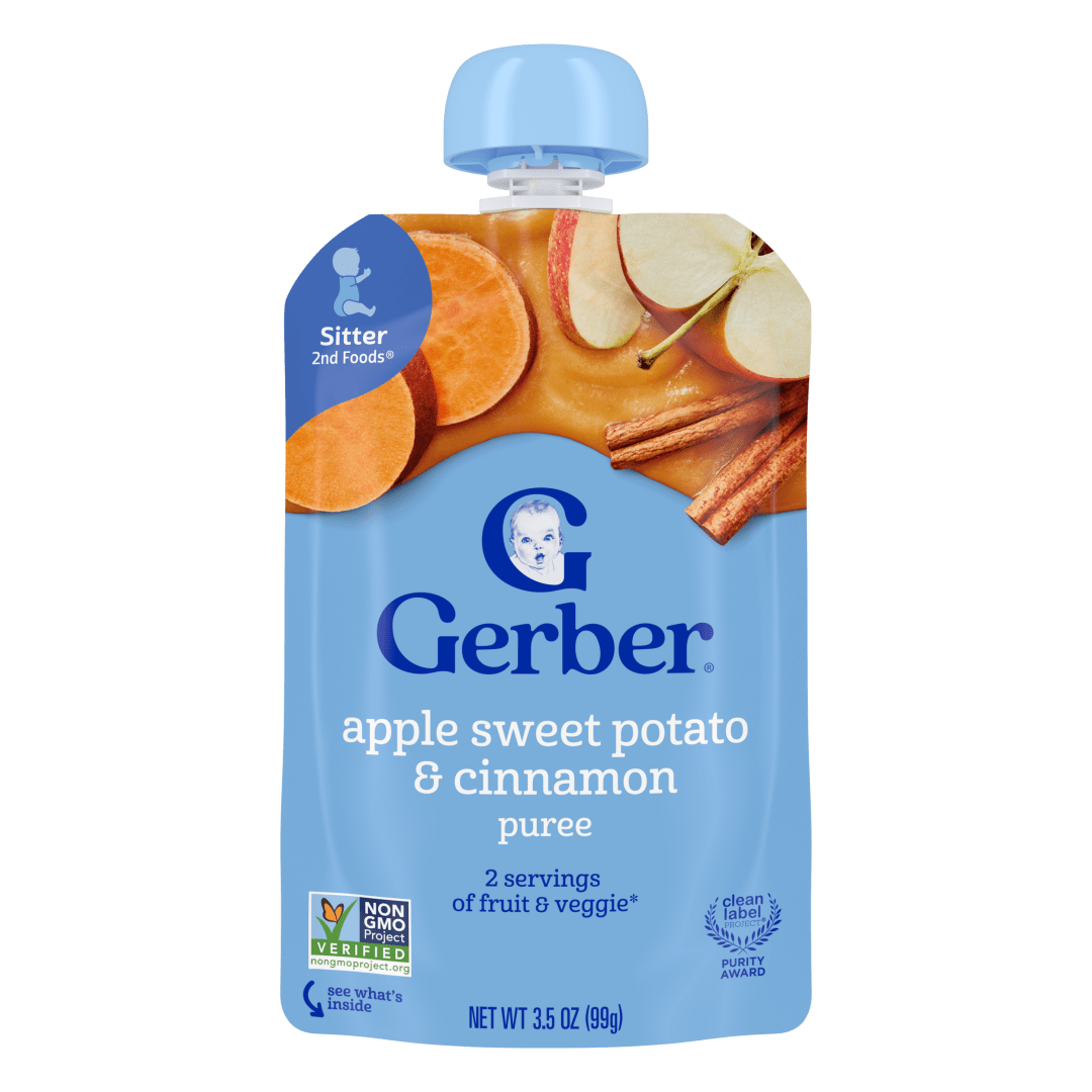 Gerber Stage 2 Baby Food, Apple Sweet Potato Cinnamon Puree Pouch