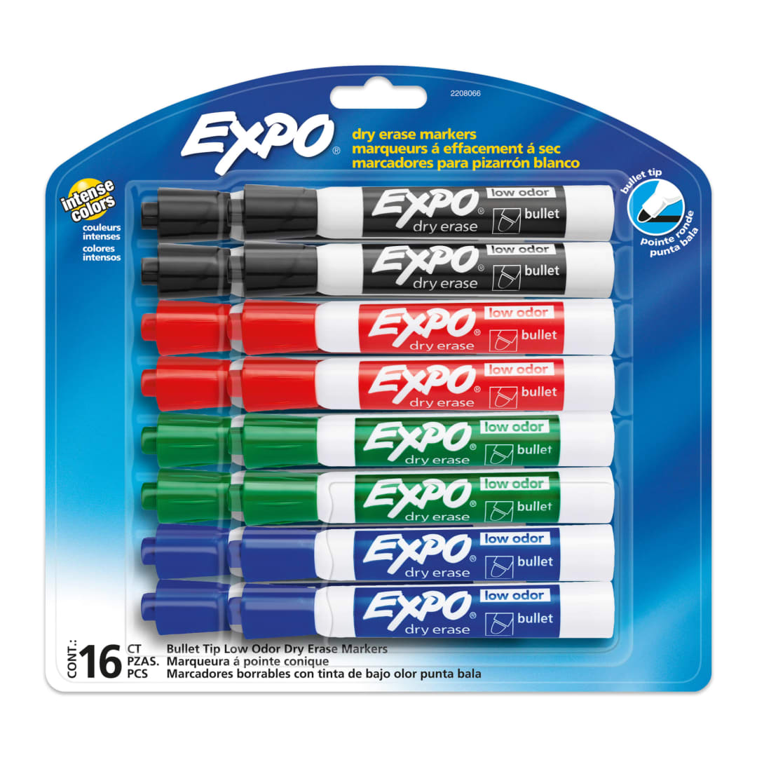 EXPO® Low Odor Dry Erase Markers, Bullet Tip