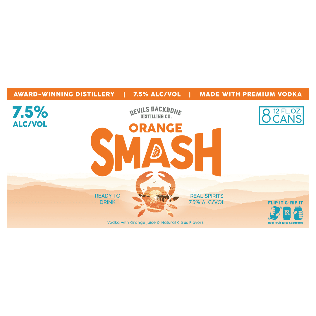 Devils Backbone Distilling Company Orange Smash, 8 Pack Canned Cocktails, 12 fl. oz. Cans, 7.5% ABV