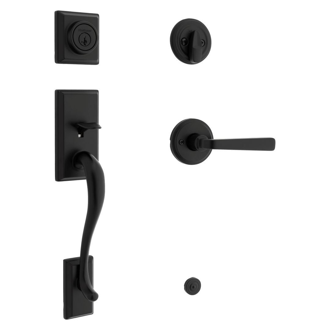 Hawthorne Single Cylinder Handleset w/ Trafford Lever featuring SmartKey Security™ in Matte Black