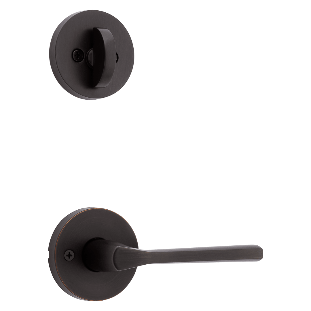 966 Single Cylinder Interior Pack w/ Round Rose Lisbon Lever Handlesets in Venetian Bronze