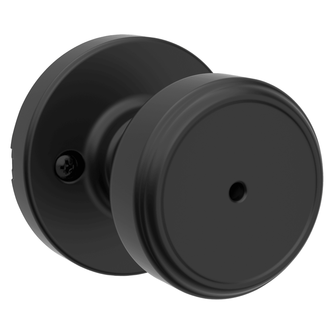 Maven Bed/Bath Knob w/ Round Rose in Matte Black