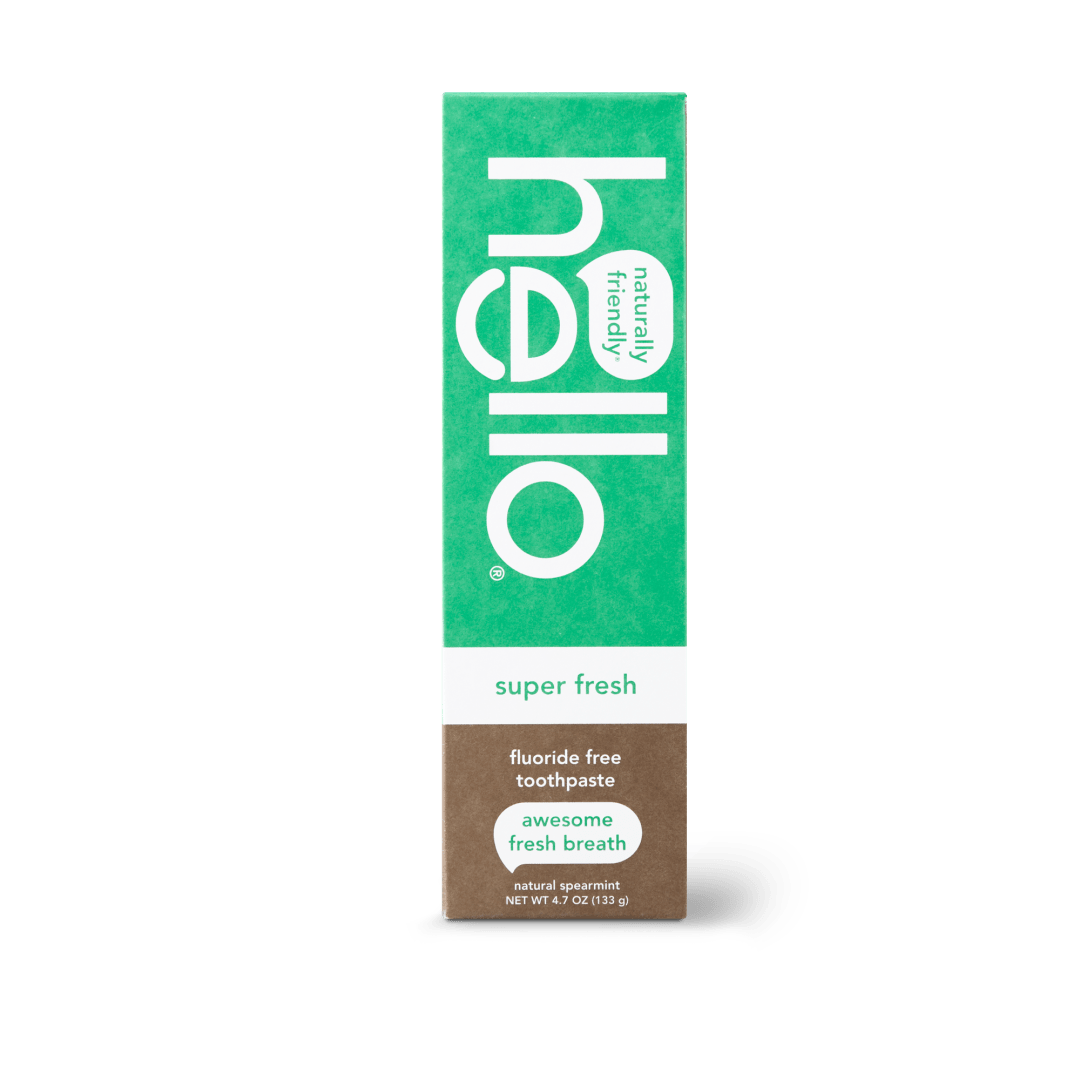 hello Super Fresh Fluoride Free Toothpaste, Natural Spearmint, 4.7 Oz Tube