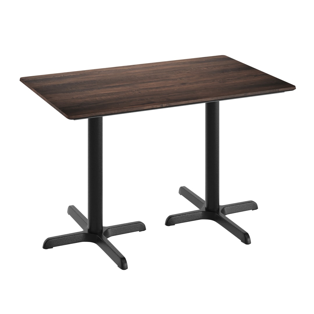 TopGuard 48" x 30" Tabletop, Seamless Surface Technology, Dark Brown, 22" x 30" Black Table Height X-Base, Moisture, Scratch, Heat, UV Resistants