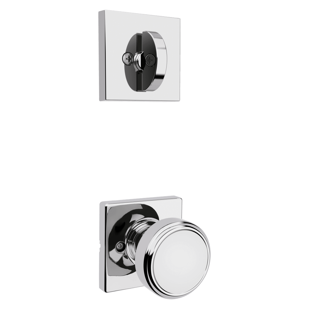 966 Single Cylinder Interior Pack w/ Square Rose Maven Knob for Signature Series Handlesets in Polished Chrome