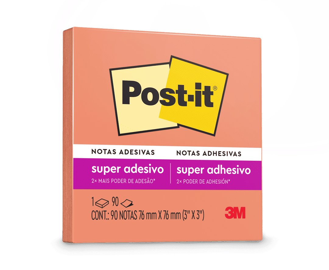 Bloco de Notas Super Adesivas Post-it®, Reciclado, Damasco, 7.6 cm x 7.6 cm, 1 Bloco/ 90 Folhas