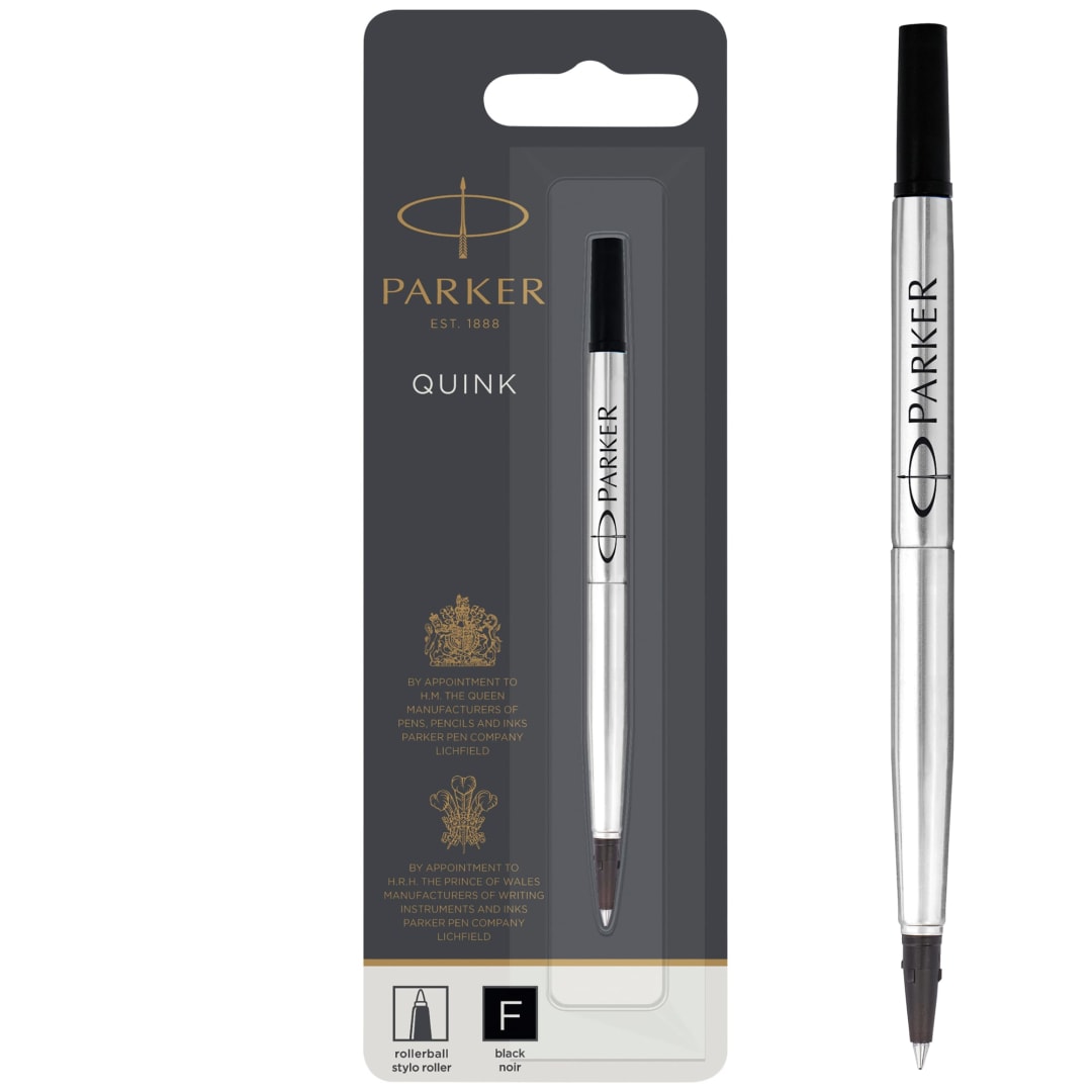 Parker RollerBall® Pen Ink Refill | Fine | Black QUINK Ink | 1 Count