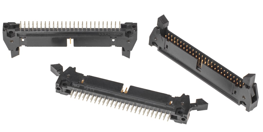 3M™ N3433-6202 RB, Wannenstiftstecker, 180° gerade, 50-polig, 3000 Serie, 2,54 mm, 0,76 µm Au, Schwarz