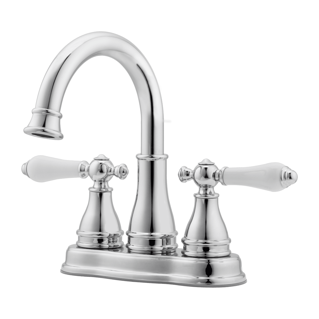 Sonterra 2-Handle 4" Centerset Bathroom Faucet in Polished Chrome with Porcelain Handles