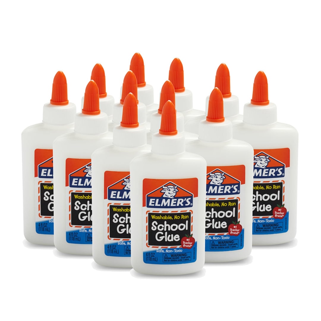 Elmer's Liquid School Glue, Washable, Great for Making Slime, 4 Ounces each, 12 Count