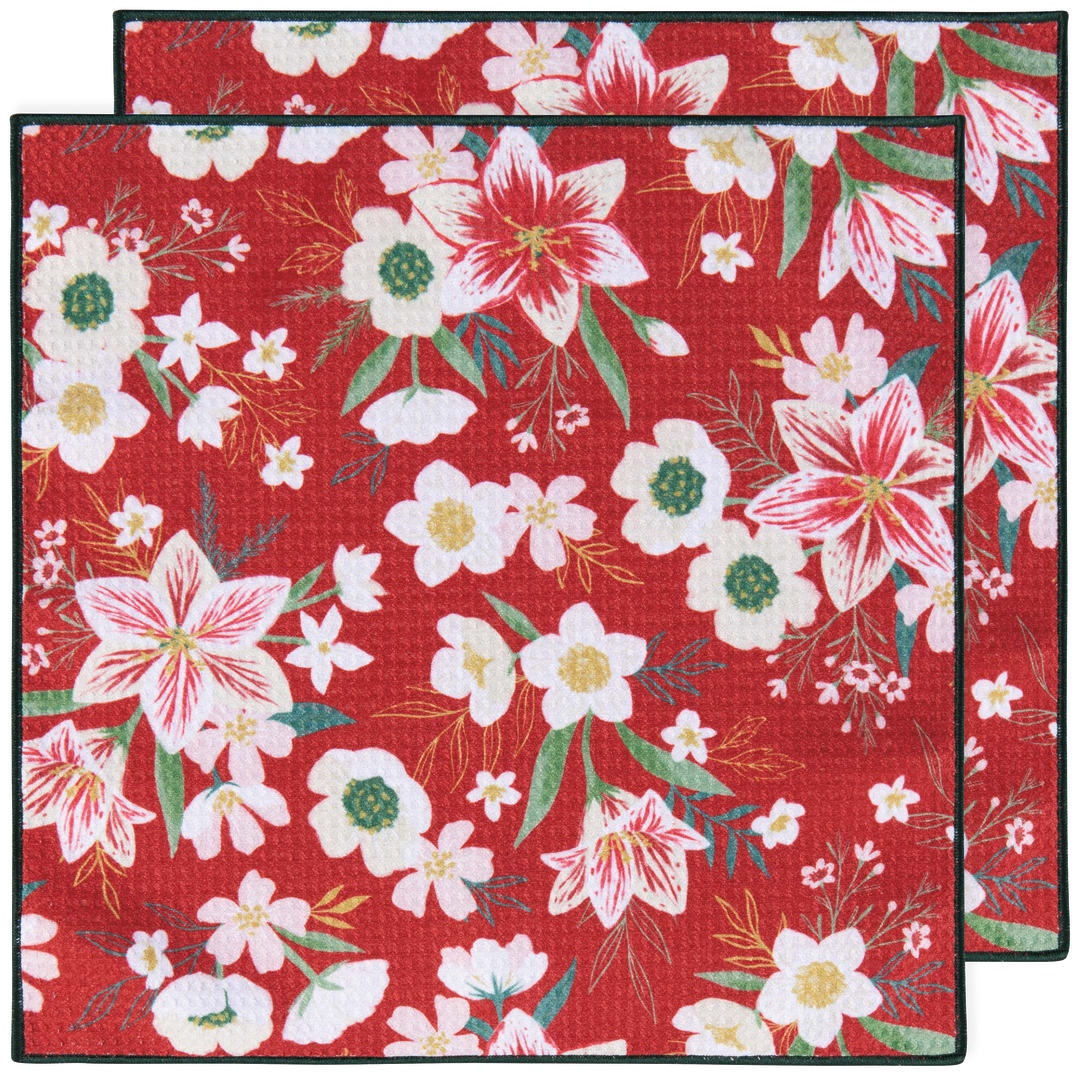 Amaryllis Christmas Recycled Microfibre Dishcloth Set