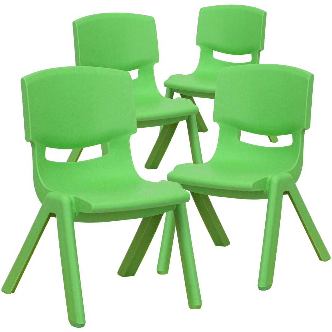 Whitney 4 Pack Green Plastic Stackable School Chair with 10.5'' Seat Height