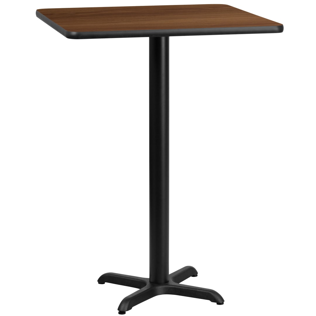 Stiles 24'' Square Walnut Laminate Table Top with 22'' x 22'' Bar Height Table Base