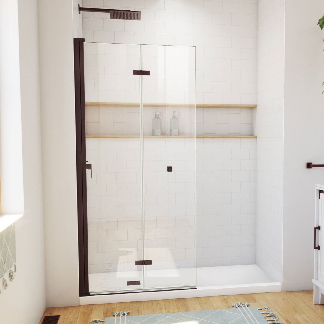 DreamLine Aqua-Q Fold 33 1/2 inch W x 72 inch H Frameless Bi-fold Shower Door in Oil Rubbed Bronze