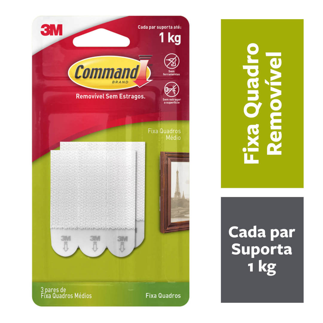 Fixa Quadros Adesivo 3M™ Command™, Médio, 3 Pares