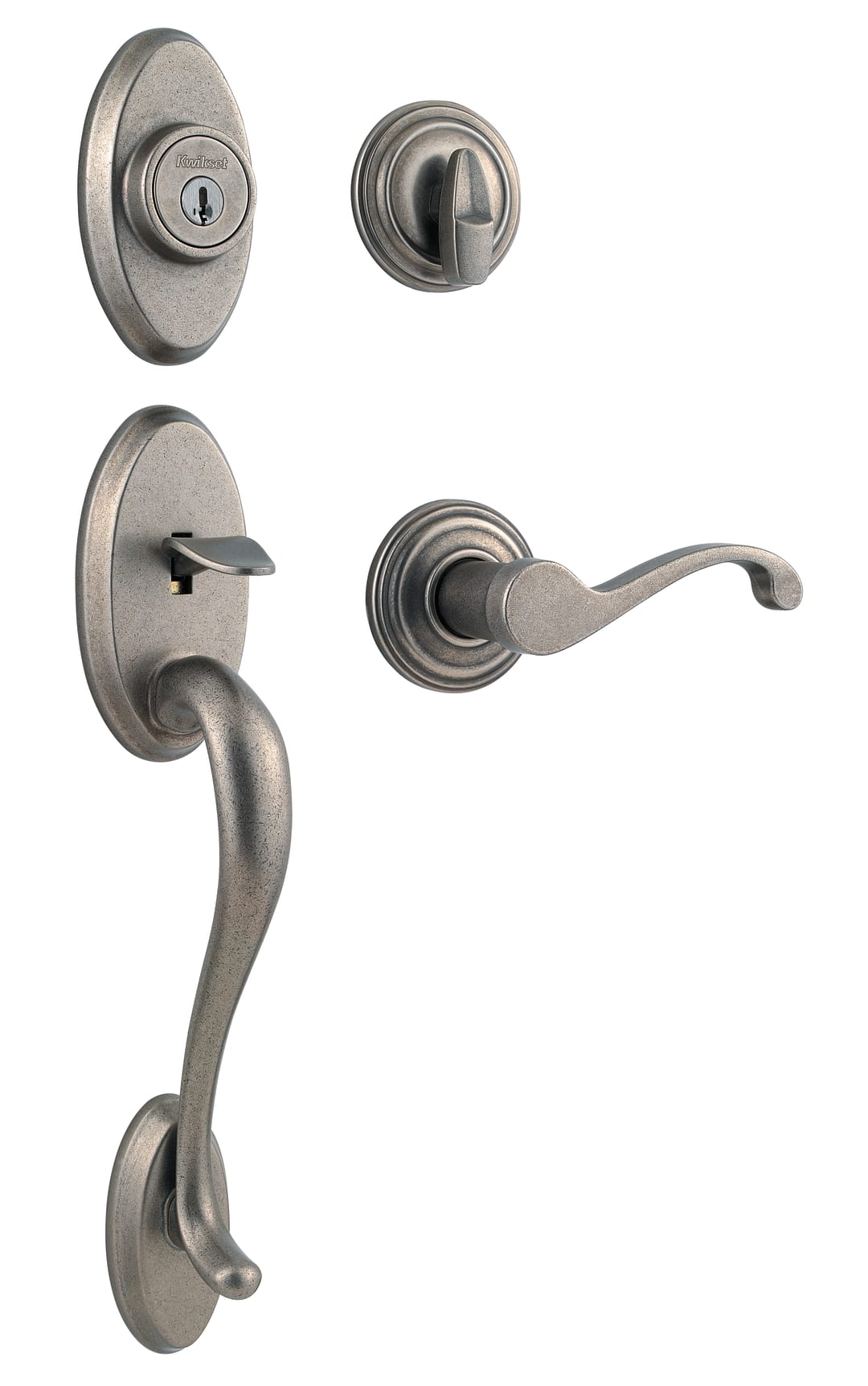 Shelburne Single Cylinder Handleset w/Commonwealth Lever featuring SmartKey Security™ in Rustic Pewter