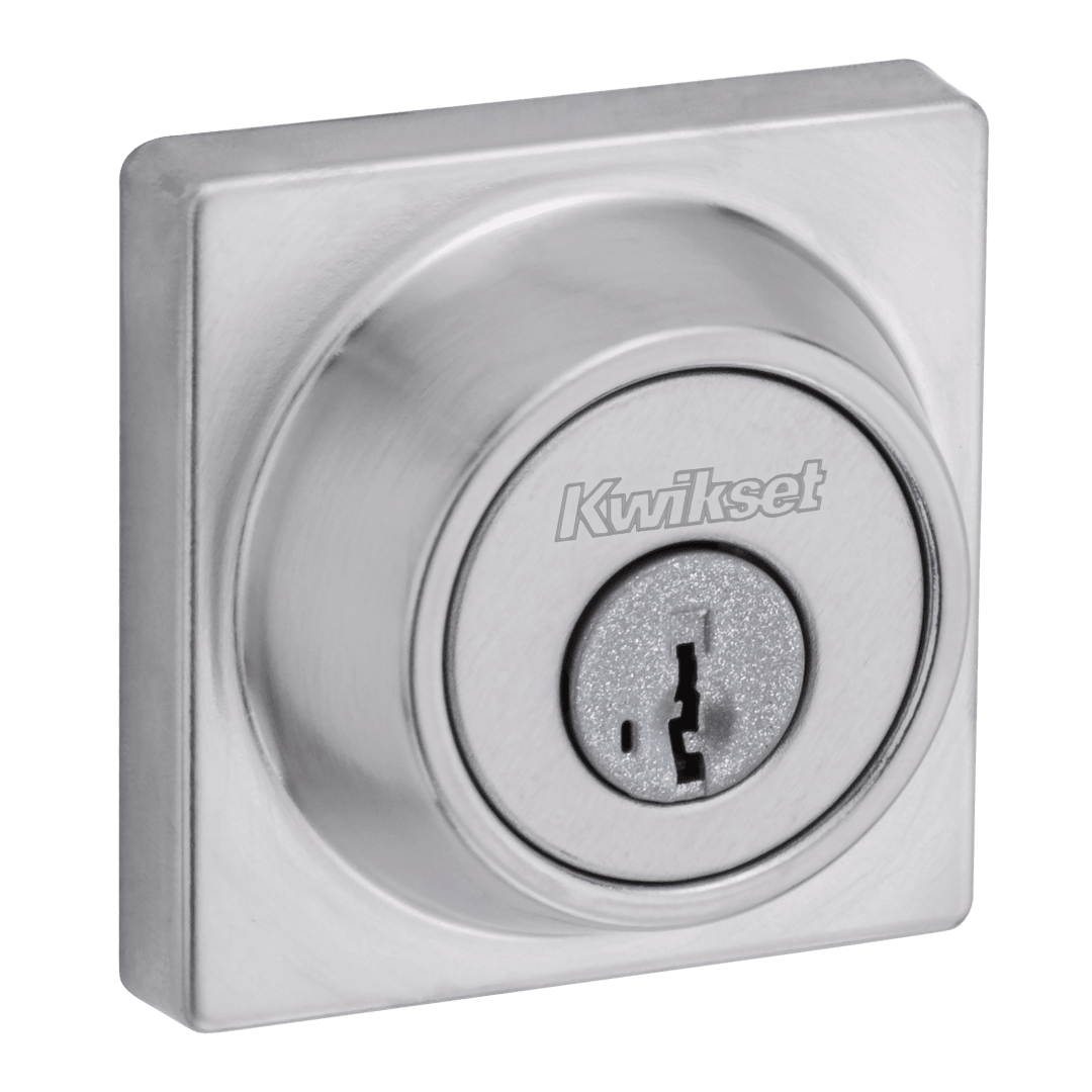 660 Single Cylinder Square Deadbolt in Satin Chrome featuring SmartKey Security