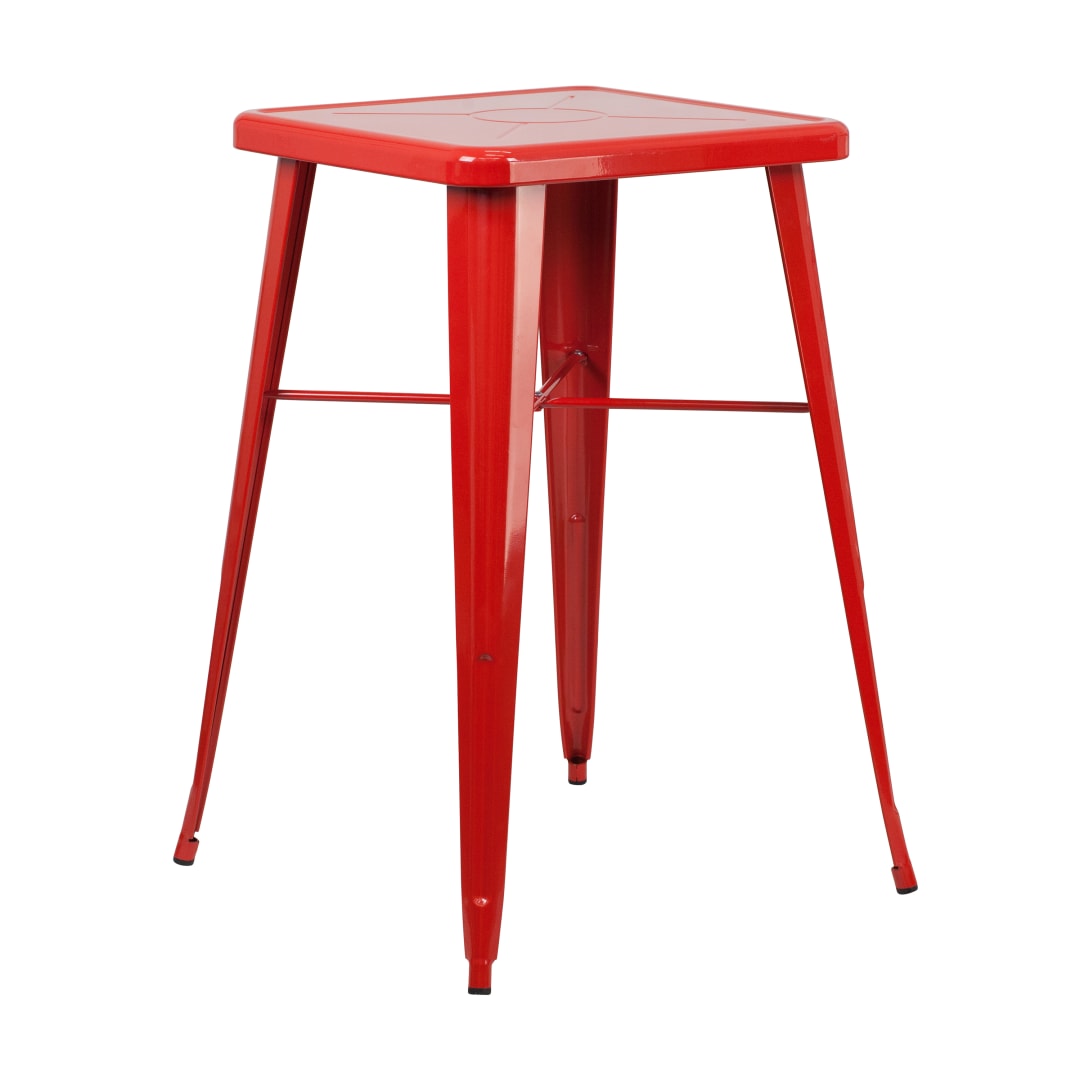 Aaron Commercial Grade 23.75" Square Red Metal Indoor-Outdoor Bar Height Table