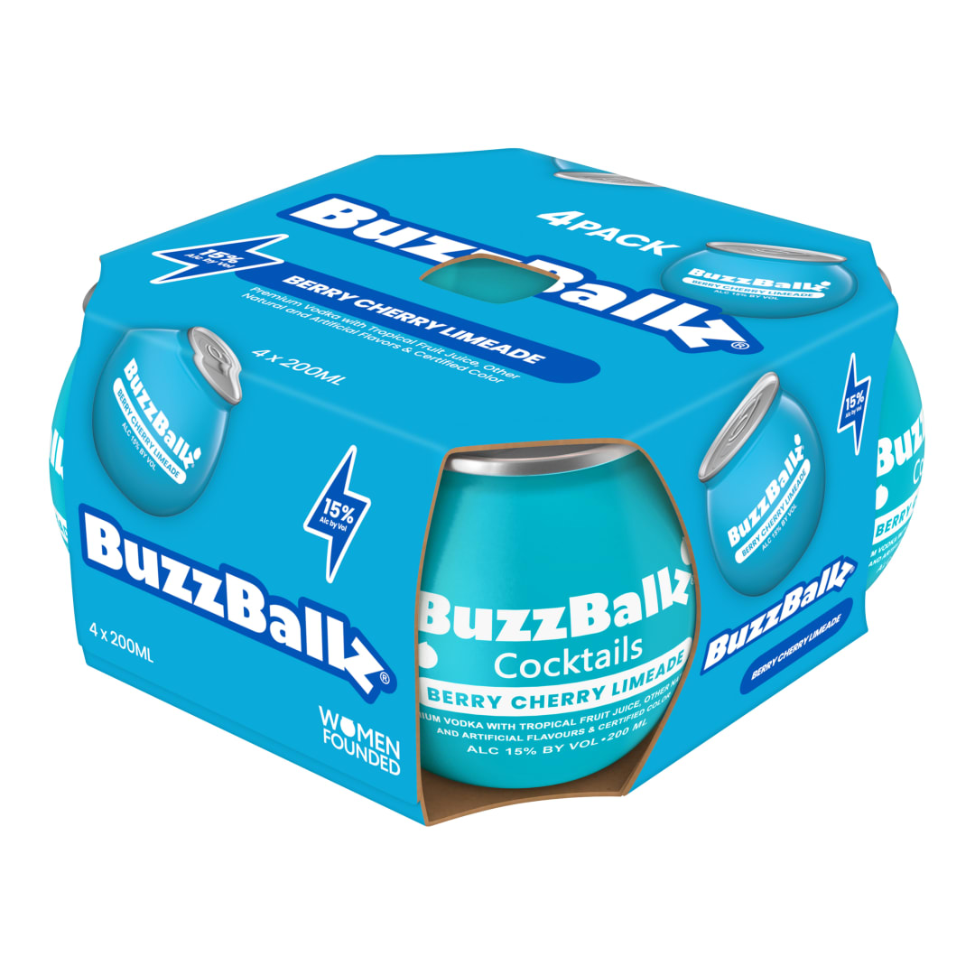 BuzzBallz Berry Cherry Limeade Cocktails 4 Pack 200ml 30 Proof