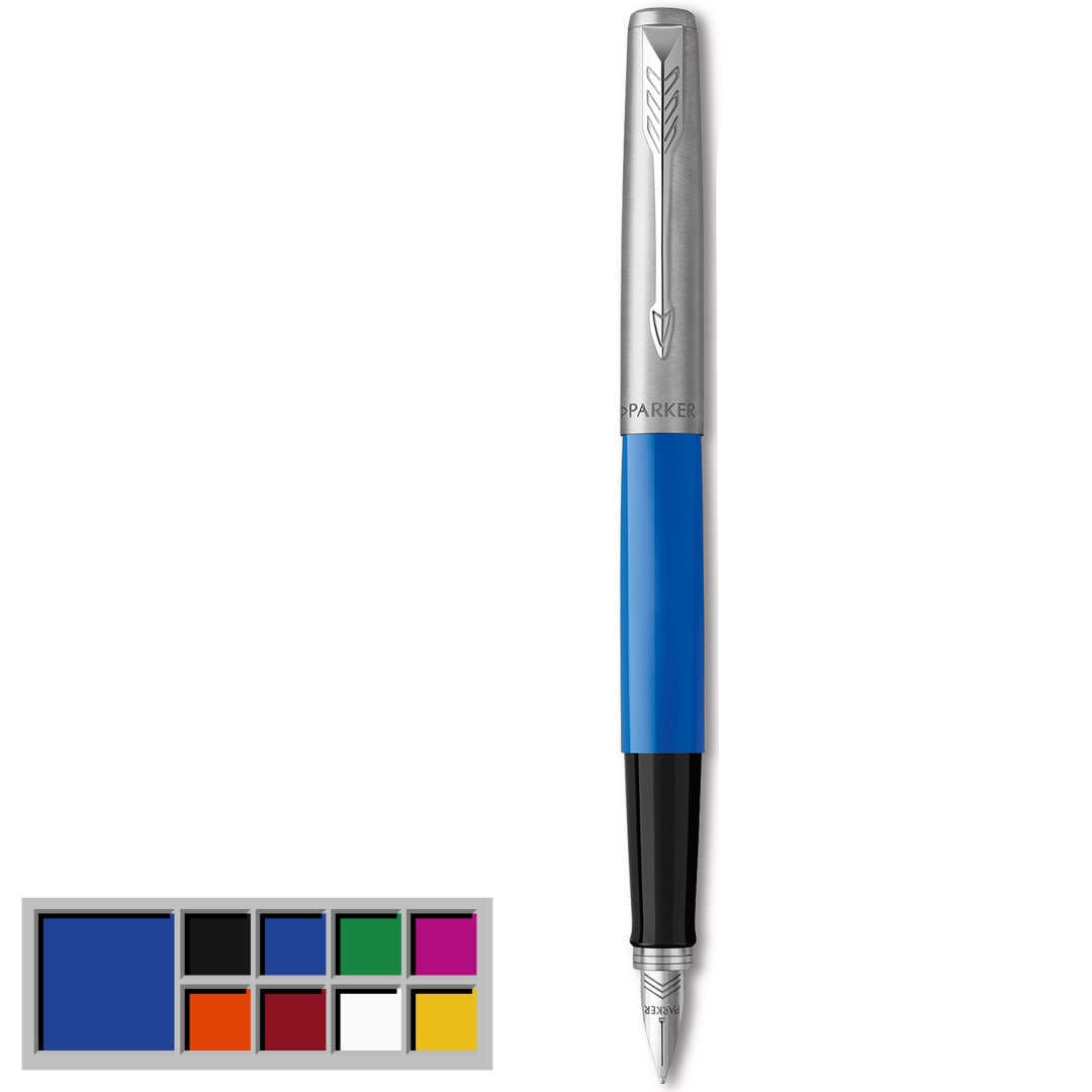 Parker Jotter Originals pluma estilográficaacabado azul clásicoplumín medianotinta negra y azul